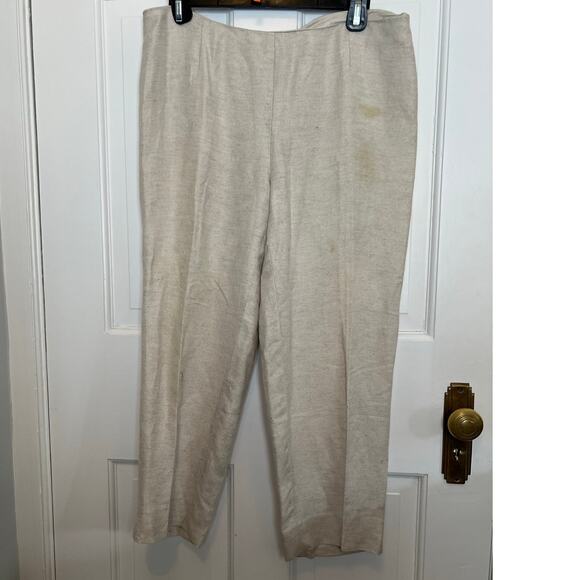 Alberto Makali Pants - Alberto Makali Women's 8 Beige Cream Trouser Pants Cropped Minimalist FLAWS